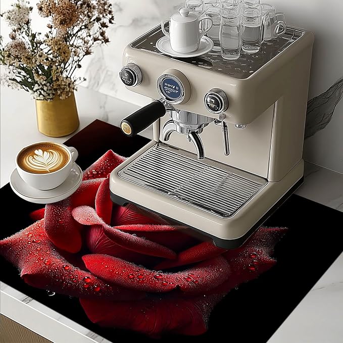 HOMETITUTE Red Rose Bloom Stove Top Cover 28x20 Diatomite Mat
