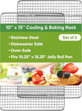 Spring Chef 10" x 15" Stainless Steel Cooling Rack for Baking, Set of 2 | Heavy Duty Cookie Cooling Rack for Kitchen, Oven Safe Wire Rack for Baking, Fits Jelly Roll Pan, Dishwasher Safe