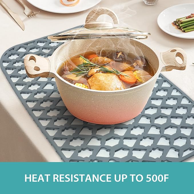Silicone Kitchen Sink Protectors Mats - 12" 13" 14" 16" 18" 19" 21" 22" 24" 25" 26" 28" 30", Heat Resistant, Machine-wash (25”x15.7”)