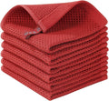Homaxy 100% Cotton Waffle Weave Kitchen Dish Cloths 6-Pack, Brick Red | 12 x 12 Inches, Ultra Soft Absorbent Dish Towels, Quick Drying Dish Rags with Hanging Loop
