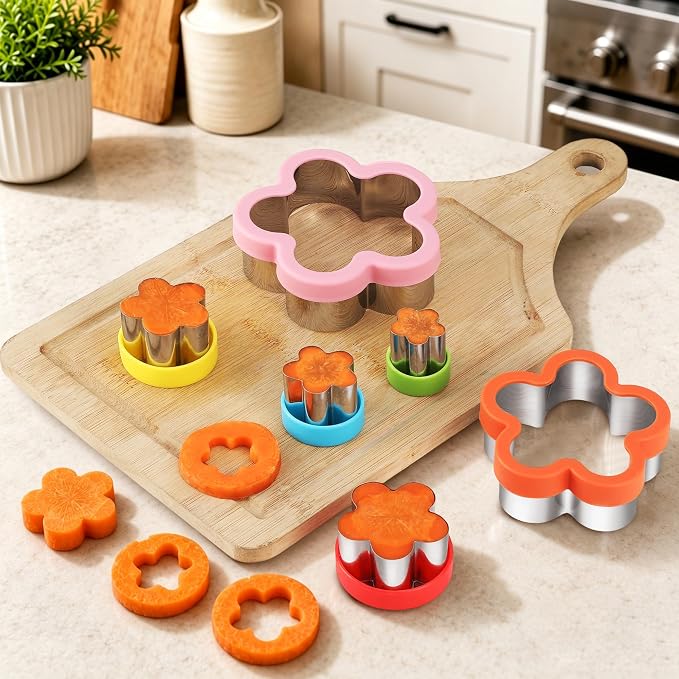 laxizar 6 Pcs Flower Cookie Cutters Set Stainless Steel Biscuit Cutter