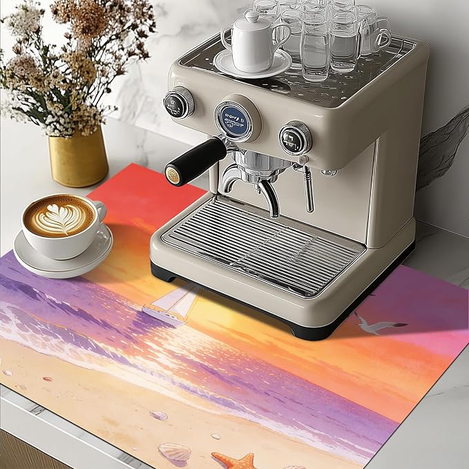 HOMETITUTE Summer Stove Top Covers for Electric Stove 28x20 Inches Sunset Sailboat Beach Heat Resistant Glass Cooktop Protector Pad Decorative Stovetop Cover for Kitchen Coffee Bar Decor