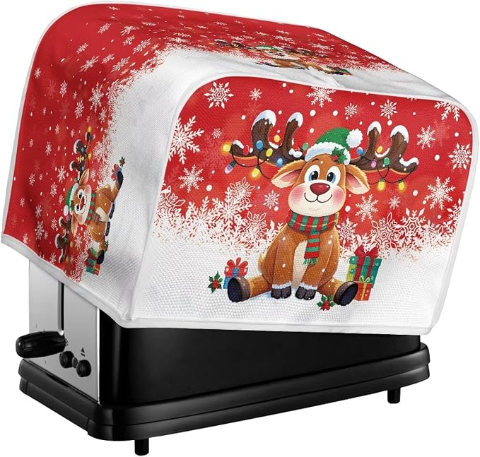 2 Slice Bread Toaster Cover Christmas Bakeware Protector Kitchen Accessories Appliance Dust Cover, Kitchen Decor Toaster Oven Covers, Cute Reindeer Print