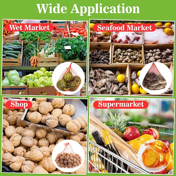 Sukh 90PCS Mesh Produce Bags - 24Inch Vegetable Storage Net Bags Red | Mesh Vegetable Bags for Onion, Fruits, Seafood, and Other Agricultural Products Storage, Garden Harvest Produce Bags