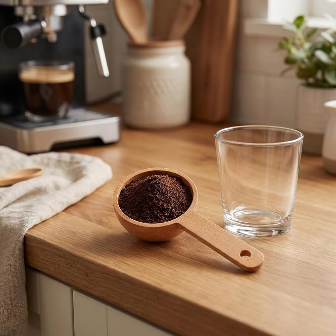 Wooden Coffee Scoops 4 Pack 15ml | Wooden Coffee Spoon, Tablespoon & Measuring Spoons for Jars, Coffee Beans, Tea, Sugar & Home Kitchen Use
