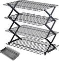 Pleafind 2/3/4-Tier Collapsible Cooling Rack - 3 Setting Design, Adjustable ＆ Stackable Baking Rack, 5 Modes Cooling Racks for Cooking and Baking, Roasting ＆ Grilling Gifts for Picnic Party