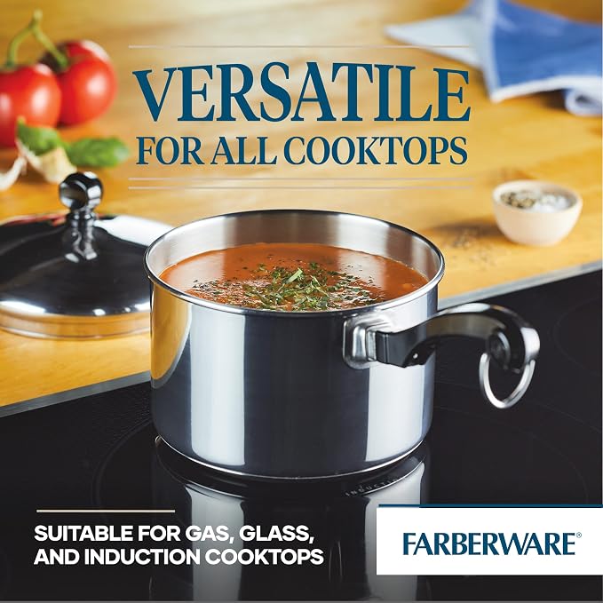 Farberware Classic Series Stainless Steel Sauce Pan with Lid, 2-Quart, Sauce Pans for the Kitchen, Silver