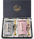 50th Wedding Anniversary for Couples, Gifts for Golden 50th Anniversary | 14Oz Ceramic Marble 50 Year Coffee Mug Set Gift for Parents Grandparents, with Real Gold Foil, Greeting Card, Gift Box