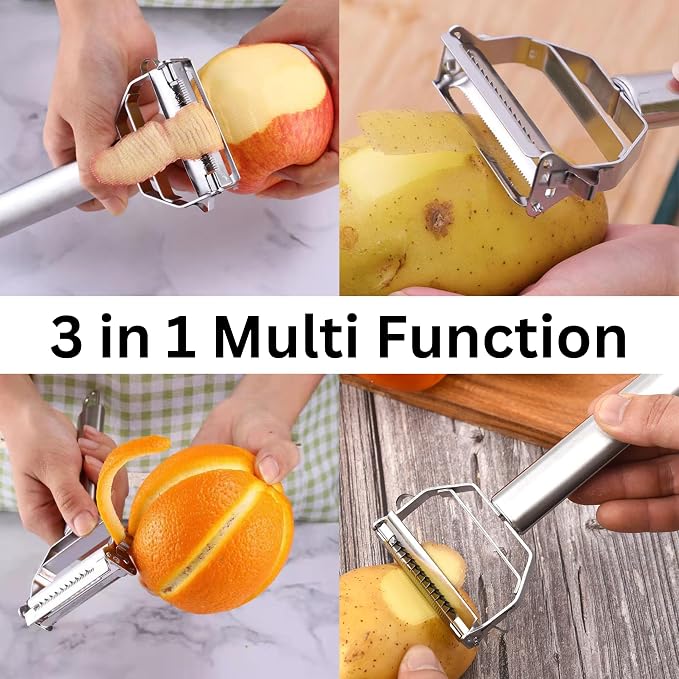 Julienne Peeler, Vegetable Peeler for Kitchen,Ultra Sharp Stainless Steel Fruit Slicer with Heavy Duty Dual Blade Vegetable Julienne Cutter, No-Rust Multifunction Y Potato Peeler