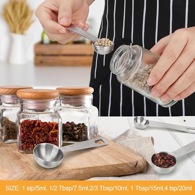 4 PCS 1 Teaspoon(5 mL | 5 cc | 1 Tsp | 1/3 Tablespoon) Stainless Steel Single Measuring Spoon, Easy to Use and Easy to Wash Metal Measuring Spoons Kitchen Gadgets for Cooking & Baking