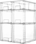 Vtopmart Clear Stackable Storage Drawers, 6 Pack Tall Organizer Set | Tall, Medium and Small Pull-Out PET Drawers with Stackable Design for Bathroom Under-Sink Storage and Vertical Organization
