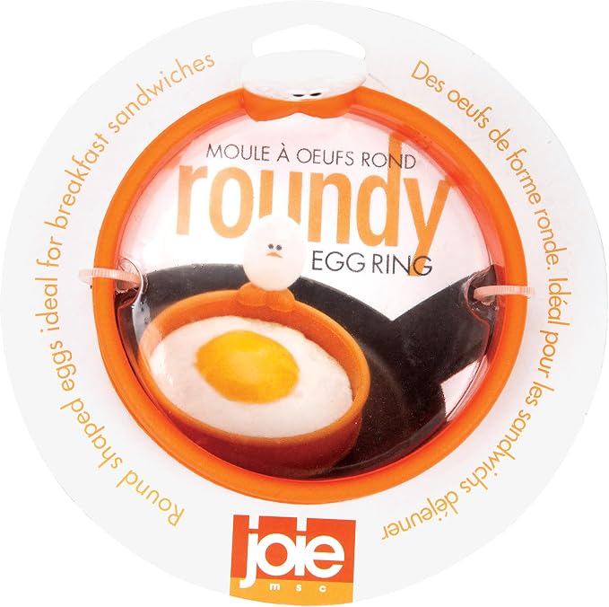 MSC International FBA_50600 50666 Joie Eggy 3.5" Non-Stick Silicone Compact Egg Ring with Folding Handle, Orange