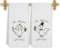Funny Goose Kitchen Towels, Bachelorette Party Gifts Dish Tea Towels for Kitchen Decor, Engagement Newly Engaged Gifts for Couples Decorative Hand Towel for Bathroom, 16x24 Inch Set of 2