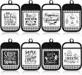 8 Pcs Pot Holders with Pocket Farmhouse Kitchen Black White Decoration Home Sweet Potholder Hot Pad Oven Mitt Cookie Bag Oven Gloves Heat Resistant for Kitchen Decoration Baking Cooking Gift Microwave