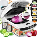 Fullstar Pro Original Vegetable Chopper & Mandoline Slicer Kitchen Gadget | 8 in 1 Veggie Slicer, Onion & Fruit Cutter with Sharp Stainless Steel Blades & Container, All-in-One Meal Prep Tool (White)