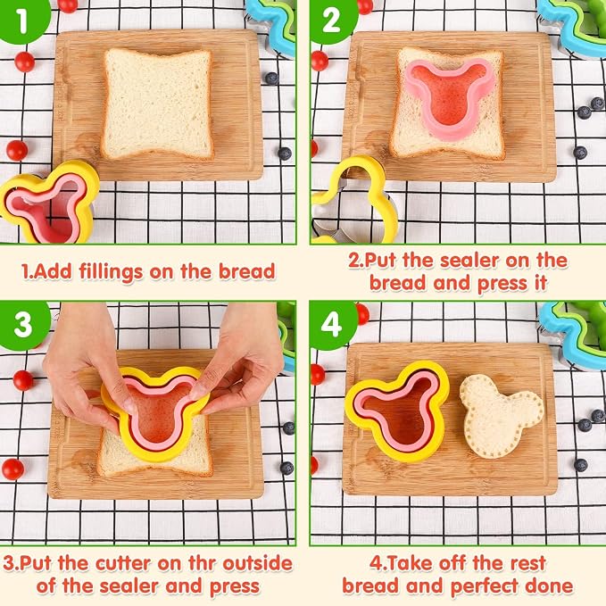 30Pcs Sandwich Cutters for Kids Lunch, Bento Box Accessories for Kids | Sandwich Cutter and Sealer Cookie Cutter Fruit Cutters Shapes Sandwich Maker Bread Decruster Lunch Box Accessories for Kids
