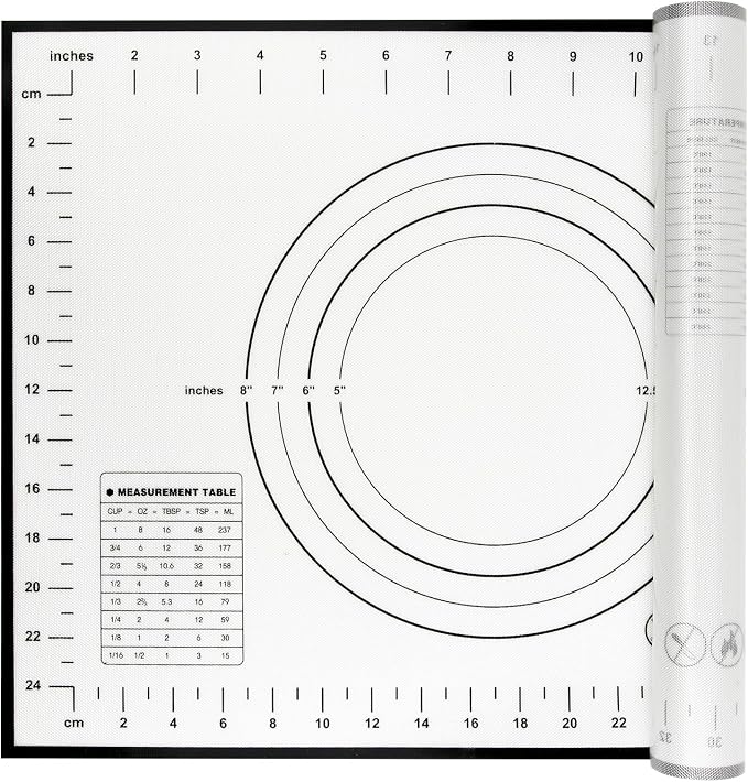 Yansumi silicone pastry non stick baking mat with measurement fondant mat with three sizes for silicone baking mat, counter mat, dough rolling mat,fondant/pie crust mat (Black, 16"L x 12"W)