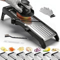 -BINGBING- Mandoline Slicer for Kitchen, 7-in-1 Adjustable Vegetable Slicer | Stainless Steel Food slicer, Adjustable Blade, Slices, Julienne, Waffle and French Fries Cut, Includes Gloves and Brush
