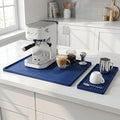 Silicone Coffee Mat 24 x 16 in with Tray, Deep Sea Blue | Coffee bar mat for countertop use, coffee station mat or coffee machine mat with removable tray and 0.47 in raised rim.