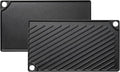 EWFEN Reversible Grill/Griddle, 16.7x9.5'' Pre-Seasoned Cast Iron Griddle Pan, Double Burner Cookware, Rectangular Stovetop Griddle with Handles, Flat Top Plate for Oven, Grill & Campfire