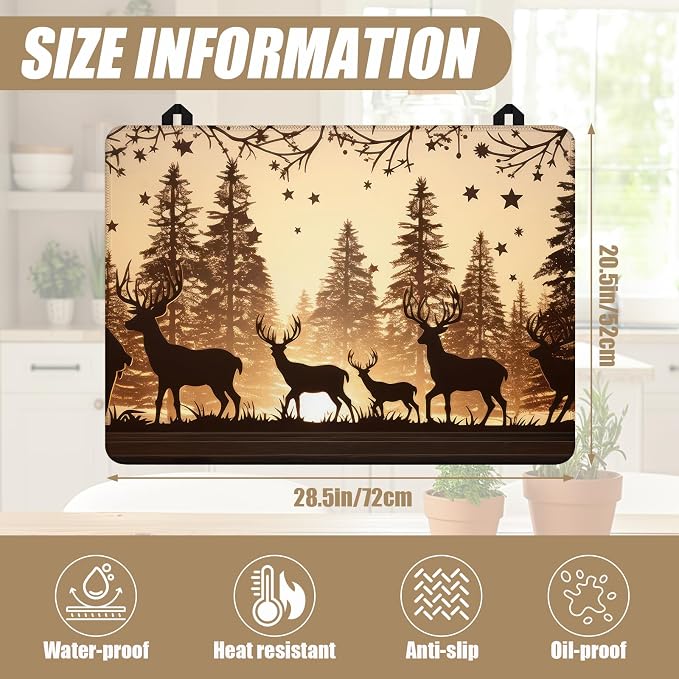 Forest Deer Stove Top Covers for Electric Stove, Wild Animals Electric Gas Stove Pad Heat Resistant Range Cooktop Protector for Home Decor Kitchen 28"x20"