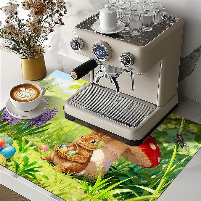 HOMETITUTE Spring Stove Top Cover 28x20 Bunny Mushroom Heat Resistant