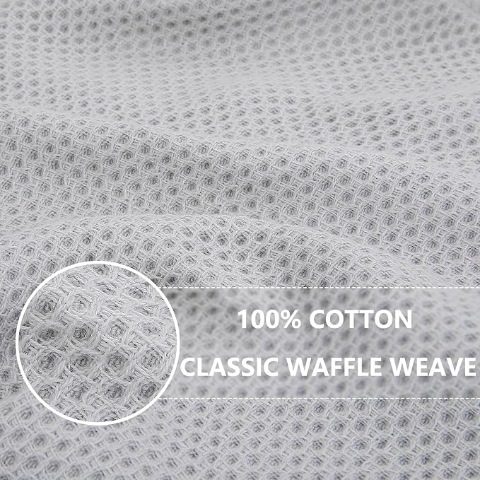 Homaxy 100% Cotton Oversized Waffle Weave Kitchen Towels 4-Pack, Light Gray | 20 x 28 Inches, Ultra Soft Absorbent Dish Towels, Quick Drying Large Cleaning Towels