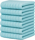 Premium Kitchen Towels 6 Pack 100% Cotton, 20"x28" - Aqua Solid | Large 450 GSM Terry Dish Towel, Kitchen Hand Towels with Hanging Loop, Highly Absorbent for Washing and Drying Dishes