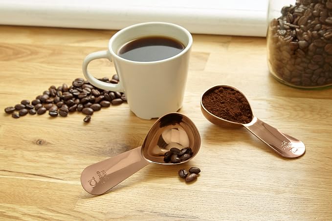 Coffee Scoop (Set of 2) - 2 Tablespoon (2 Tbsp / 1/8 Cup / 1 oz) - The Best Stainless Steel Measuring Spoons for Coffee, Tea, and More (2, Rose Gold)