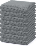 Homaxy 100% Cotton Waffle Weave Kitchen Dish Towels 8-Pack, Grey | 13 x 28 Inches, Ultra Soft Absorbent Dish Towels, Quick Drying Cleaning Towels