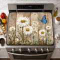 Electric Stove Top Cover for Glass Top, Daisy Butterfly Floral – Heat Resistant Flat Stove Top Covers, Decorative Scratch Protector Mat for Glass Ceramic Cooktop, Non-Slip, 28"x20"
