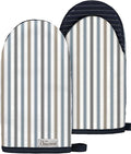 100% Thick Cotton Mini Oven Mitts Silicone Grip Colorful Stripe | Elegant Classic Oven Mitts for Women, Machine Washable, Non-Slip, Reversible Design Fits Both Hands, Stylish Kitchen Decor