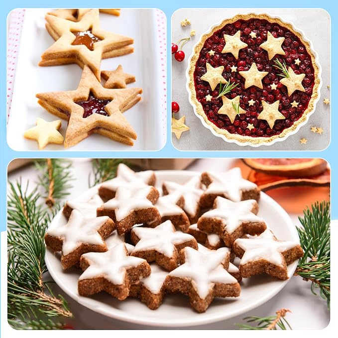 Star Cookie Cutter Set 6pcs Star Shaped Mold Metal Cookie Cutters Sandwiches Cutter Shapes Biscuit Mold for Kids Holiday Birthday Party
