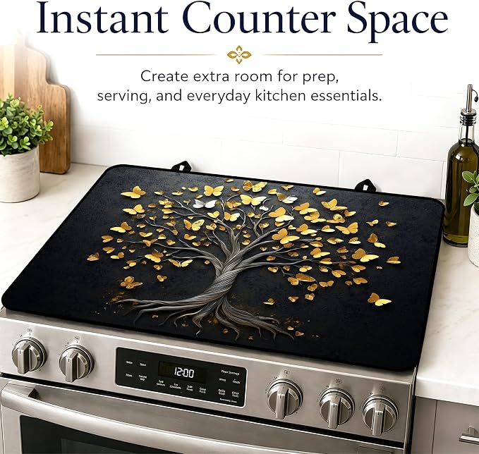 Stove Top Covers with A Non-slip Rubber Coating | protect Your Stove from Scratches, Extend Countertop Space, and Add A Classic Kitchen Touch