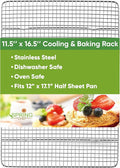 Spring Chef 11.5" x 16.5" Stainless Steel Cooling Rack for Cooking & Baking | Heavy Duty Bread Cooling Rack for Kitchen, Oven Safe Baking Rack, Fits Half Sheet Roasting Pan, Dishwasher Safe