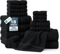 LANE LINEN Large Bath Towel Set Absorbent Quick Dry 100% Cotton - Black | Cotton Towels - Fade-Resistant Color, Classic Terry Weave, Densely Woven, Coordinated Colors, Everyday Durability