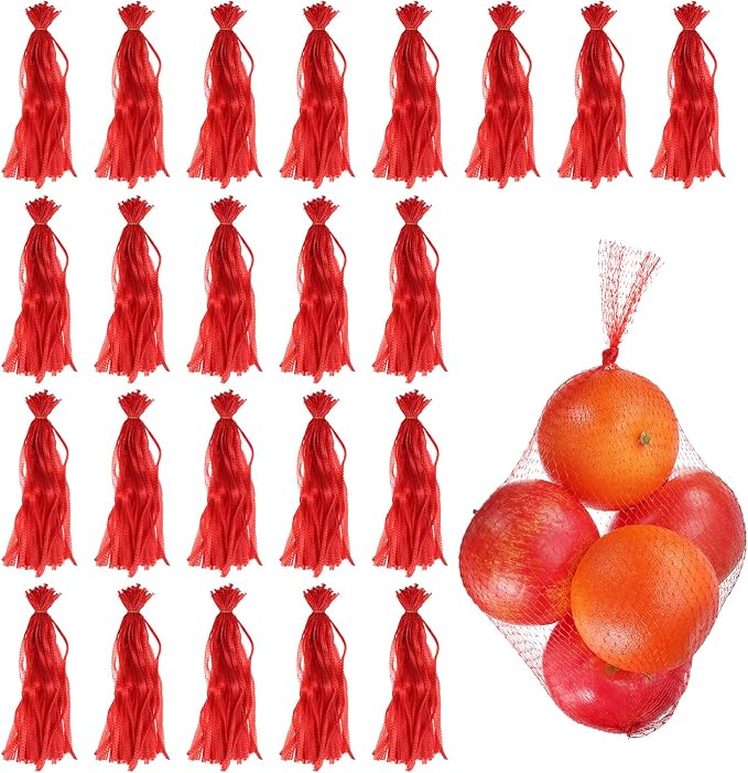 uxcell 150pcs Egg Hatching Bags, 16 Inch Mesh Nylon Netting Reusable Produce Mesh Bags Strong Stretchable Plastic Seafood Boil Bags for Fruits Vegetables Storage, Red