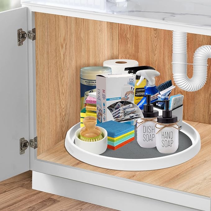 Set of 2, 12 Inch Non-Skid Lazy Susan Organizer, Pantry Lazy Susan Turntable for Cabinet, Kitchen Cabinet Organizer, Pantry Organization and Storage -Size- 12"x1.5" | Pantry Lazy Susan Turntable for Cabinet, Kitchen Cabinet Organizer, Pantry Organizati...