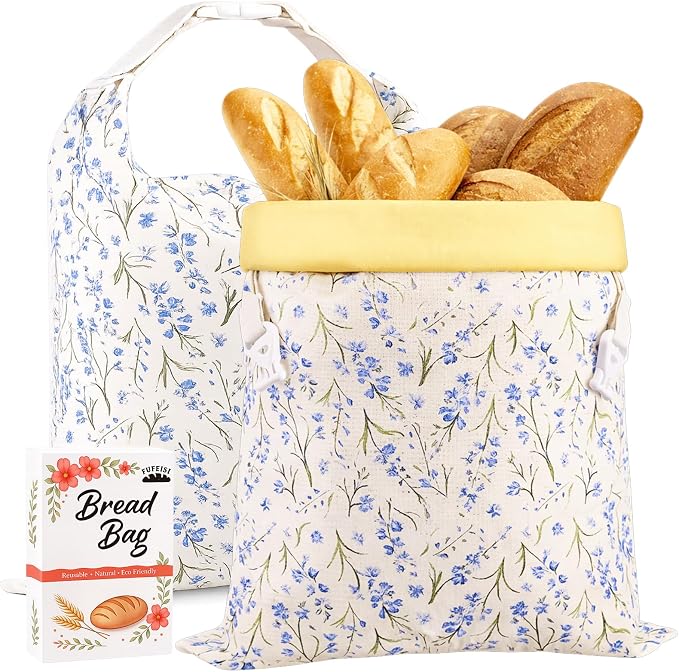 2 Pack Beeswax Bread Bags for Homemade Bread, Sourdough Storage XL 17"x13" | Reusable Bees Wax Bread Bag & Keeper, Natural Canvas with Premium Box for Home Baking, Freezer Storage & Outdoor Use