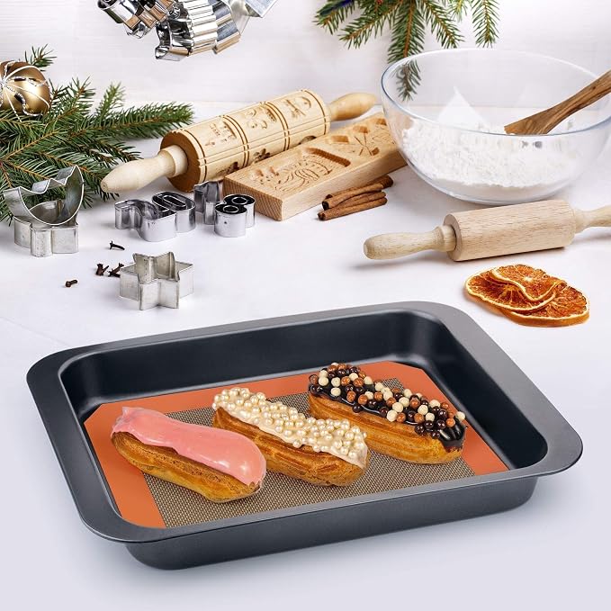Best German Silicone Baking Mat - 2 Quarter Sheets Baking Mat | Non Slip Silicone Baking Sheet, Non Stick Reusable, BPA Free, PFOA Free, Non-toxic, Dishwasher Safe
