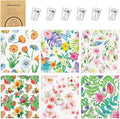 Needbrock 6 Pack Spring Floral Swedish Dishcloths for Kitchen, Swedish Rag | Absorbent Dish Towel with Adhesive Clips, Reusable Paper Towels No Odor for Countertop Dishes Cleaning Kitchen