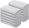 Homaxy 100% Cotton Waffle Weave Kitchen Towels, 12 Pack, Light Grey | Soft and Absorbent Dish Towels, 16 x 26 Inches Quick Dry Hand Towels
