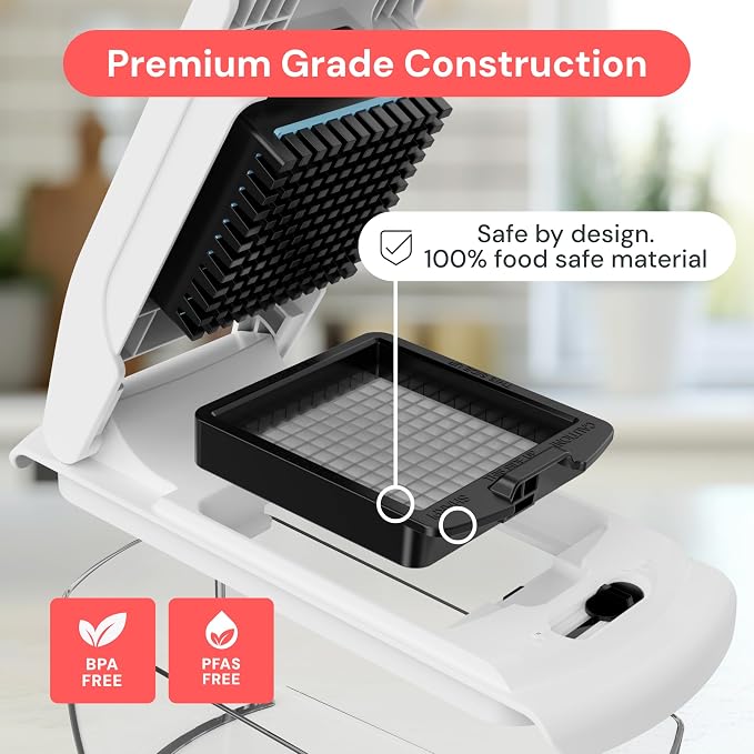 Fullstar Pro Original Vegetable Chopper & Mandoline Slicer Kitchen Gadget | 12 in 1 Veggie Slicer, Onion & Fruit Cutter with Sharp Stainless Steel Blades & Container, All-in-One Meal Prep Tool (White)