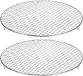HARFINGTON 2pcs Round Cooking Rack 13.8-inch 201 Stainless Steel Cross Wire Barbecue Grill Net with 20mm Legs for Cooking Baking Steaming BBQ
