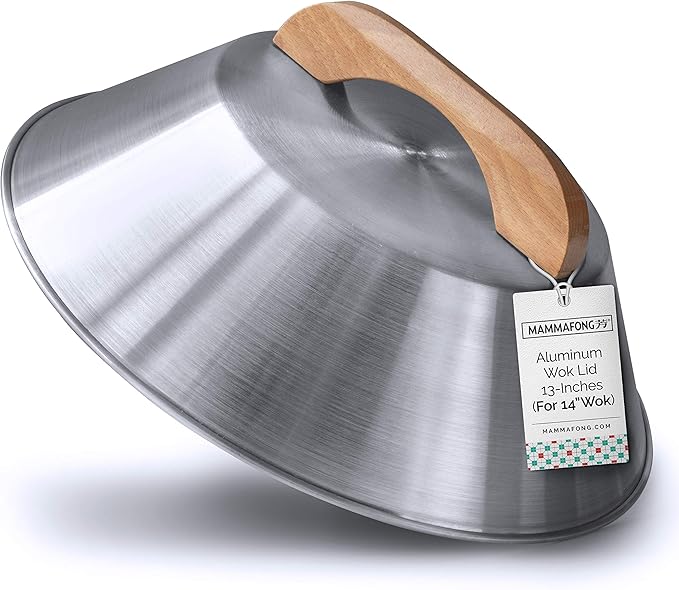 Aluminum Wok Dome Cover for 14" Hand Hammered Wok, 13 inch Flat Wok Lid
