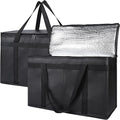 Bodaon 2-Pack Insulated Food Delivery Bag, XX-Large Reusable Grocery Shopping Bag, Frozen Food Cold, Bodaon Cooler Bags with Zippered Top, Black | Reusable Shopping Bag, Frozen Food Cold, Cooler Bags for Picnic, Commercial Catering Pizza Carrier, Therm...