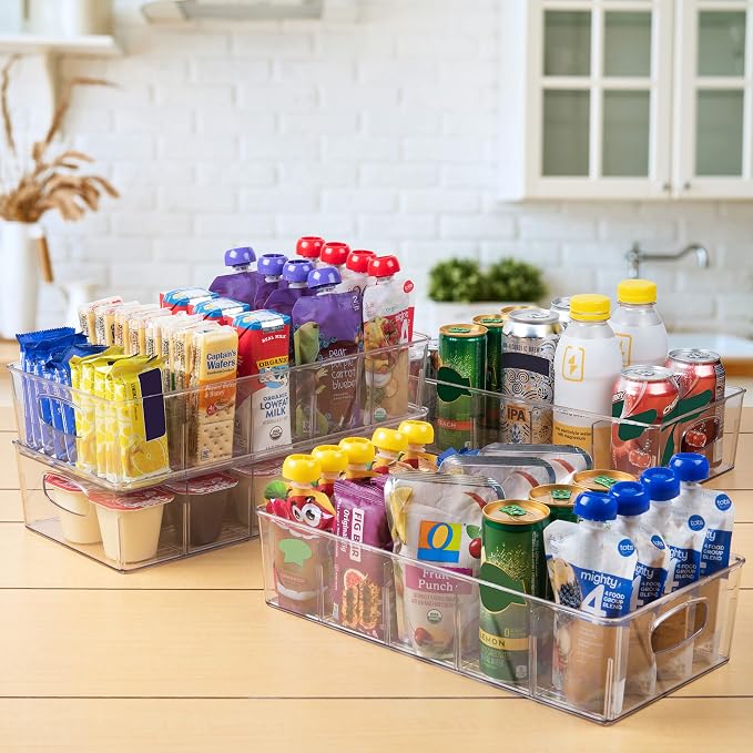 ClearSpace Pantry Storage Bins with Removable Dividers, XL, 2 Pack | Pantry storage bin for organizing food items, kitchen essentials, and refrigerator storage