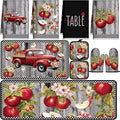 Fourluoo 10 Pcs Apple Kitchen Decor Set Apple Kitchen Rugs and Towels Oven Mitts and Pot Holders Sets for for Cooking Baking Mom Housewarming Gifts