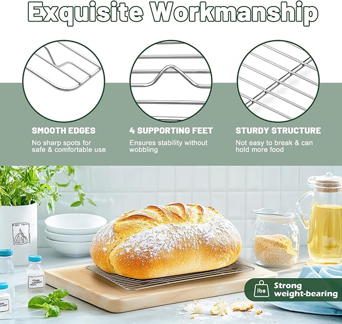 TeamFar Cooling Rack, 15.3” x 11.1” Stainless Steel Wire Baking Rack, 2PCS | for Cooking Roasting Grilling, Fit for Oven Pan, Oven & Dishwasher Safe, Non-toxic & Heavy-Duty