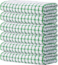 Kitinjoy Cotton 6 Pack Terry Kitchen Towels, Green | 16 x 25 Inches Super Soft and Absorbent Dish Towels, Quick Drying hand towels for kitchen Drying